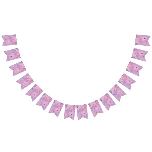 ピンクと紫のユニコーンとスターデザイン – 女の子squ バンティングフラッグ (全)