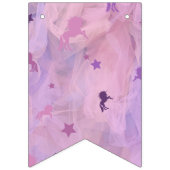 ピンクと紫のユニコーンとスターデザイン – 女の子squ バンティングフラッグ (第2の旗)
