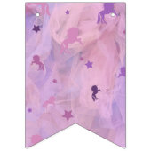 ピンクと紫のユニコーンとスターデザイン – 女の子squ バンティングフラッグ (第1の旗)