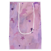 ピンクと紫のユニコーンとスターデザイン – 女の子squ ミディアムペーパーバッグ (裏面)