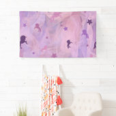 ピンクと紫のユニコーンとスターデザイン – 女の子squ 横断幕 (インサイチュ)