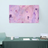 ピンクと紫のユニコーンとスターデザイン – 女の子squ 横断幕 (トレードショー)