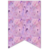 ピンクと紫のユニコーンと星模様 バンティングフラッグ (第3の旗)