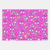 ピンクと紫のユニコーンの包装紙セット ラッピングペーパーシート (正面)