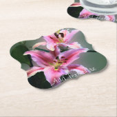 ピンクと紫のユリの花 ペーパーコースター (アングル)