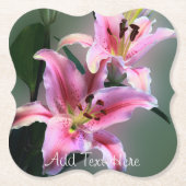 ピンクと紫のユリの花 ペーパーコースター (正面)