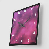 ピンクと紫のライきらめくト《写真》ぼけ味パターン スクエア壁時計 (傾斜)