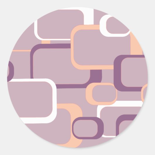 ピンクと紫のレトロスクエアステッカー ラウンドシール (正面)