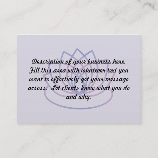 ピンクと紫のロータスのビジネス情報カード ロイヤリティカード (裏面)