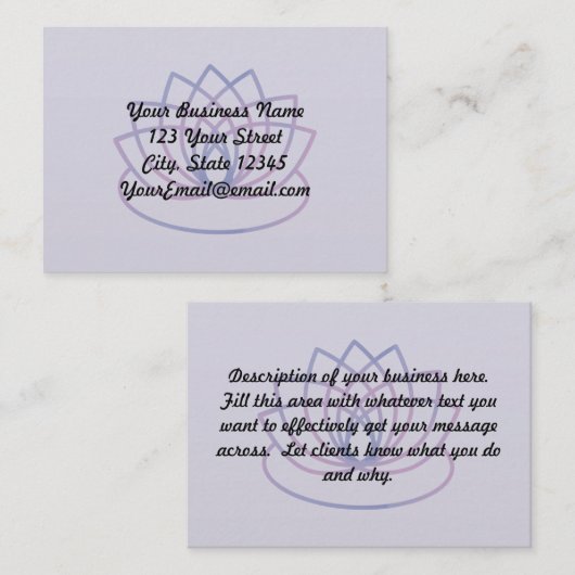 ピンクと紫のロータスのビジネス情報カード ロイヤリティカード (正面/裏面)