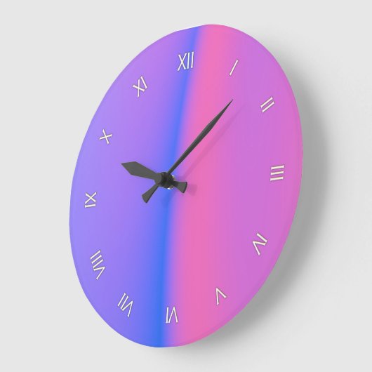 ピンクと紫のローマ数字の壁時計 ラージ壁時計 (傾斜)