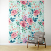 ピンクと紫のヴィンテージの花模様 タペストリー (インサイチュ)