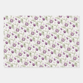 ピンクと紫のヴィンテージチューリップ ラッピングペーパーシート (正面2)