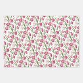 ピンクと紫のヴィンテージチューリップ ラッピングペーパーシート (正面)