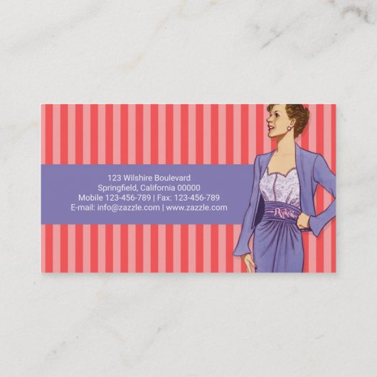 ピンクと紫のヴィンテージファッション  名刺 (裏面)