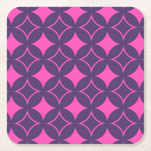ピンクと紫の七宝 スクエアペーパーコースター (正面)