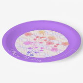 ピンクと紫の丸 ペーパープレート (アングル)
