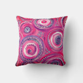 ピンクと紫の円と渦巻き抽象芸術 クッション (裏面)