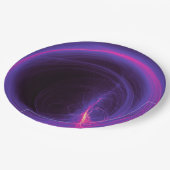 ピンクと紫の円形抽象デザイン ペーパープレート (アングル)