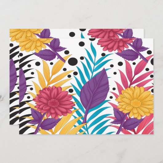 ピンクと紫の切り花と複雑な花びら サンキューカード (正面/裏面)