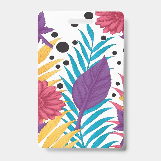 ピンクと紫の切り花と複雑な花びら バッジ (正面)