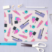 ピンクと紫の化粧品の柄 薄葉紙 (クラフト)