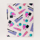 ピンクと紫の化粧品柄 ジグソーパズル (縦)