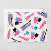 ピンクと紫の化粧品柄 ポストカード (正面/裏面)
