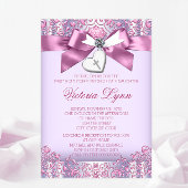 ピンクと紫の十字第1聖餐式 招待状