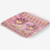 ピンクと紫の四角形 ペーパープレート (傾斜あり)