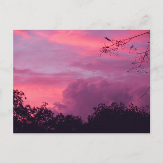 ピンクと紫の夕日の空の写真 ポストカード (正面)