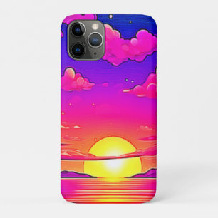 ピンクと紫の夕日 iPhone 11 PROケース