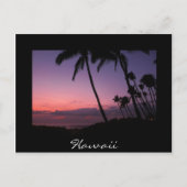 ピンクと紫の夕焼けの黒いハワイはがき ポストカード (正面)