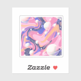 ピンクと紫の外側空間スワール抽象芸術 シール