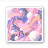 ピンクと紫の外側空間スワール抽象芸術 シール (正面)