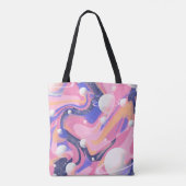 ピンクと紫の外側空間スワール抽象芸術 トートバッグ (裏面)