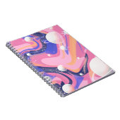 ピンクと紫の外側空間スワール抽象芸術 ノートブック (右側)