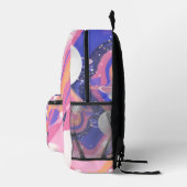 ピンクと紫の外側空間スワール抽象芸術 プリントバックパック (右)
