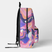ピンクと紫の外側空間スワール抽象芸術 プリントバックパック (左)