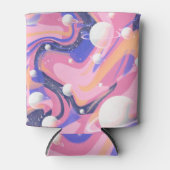 ピンクと紫の外側空間スワール抽象芸術 缶クーラー (正面)
