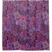 ピンクと紫の多肉植物の庭 シャワーカーテン (正面)