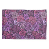 ピンクと紫の多肉植物の庭 枕カバー (裏面-左)
