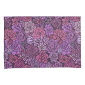 ピンクと紫の多肉植物の庭 枕カバー (正面右)