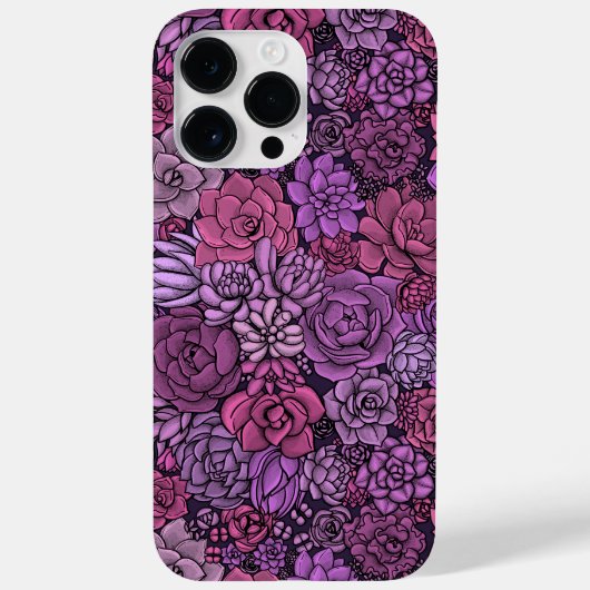 ピンクと紫の多肉植物の庭 Case-Mate iPhoneケース (裏面)