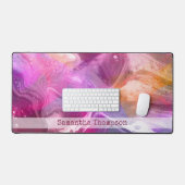 ピンクと紫の大理石の銀河系名 デスクマット (キーボード&マウス)