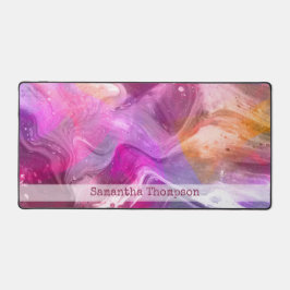 ピンクと紫の大理石の銀河系名 デスクマット