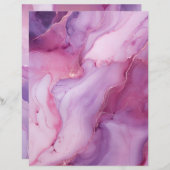 ピンクと紫の大理石スクラップブックの紙背景 (正面/裏面)