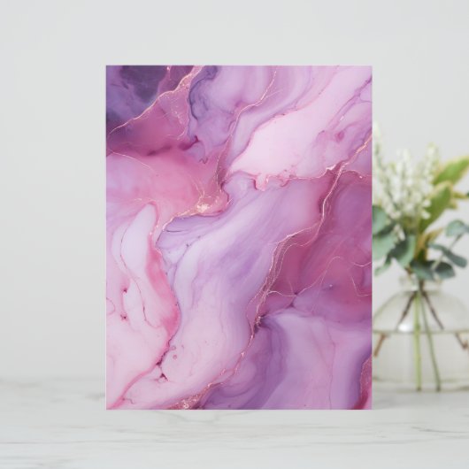 ピンクと紫の大理石スクラップブックの紙背景 (スタンド正面)