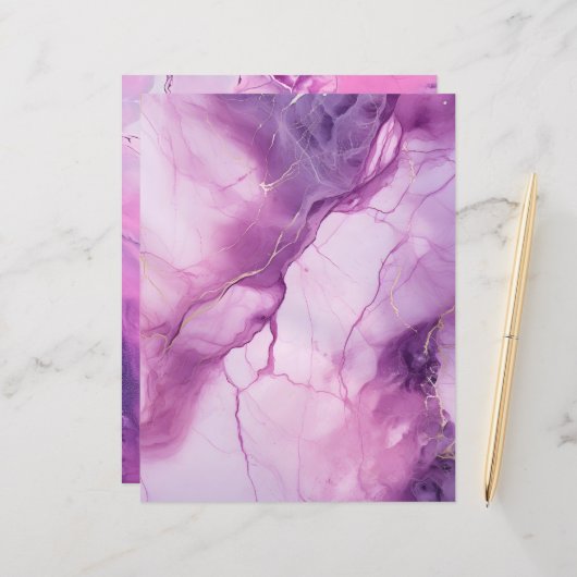 ピンクと紫の大理石スクラップブックの紙背景 (正面/裏面インサイチュ)