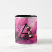 ピンクと紫の大理石モノグラム文字A マグカップ (中央)